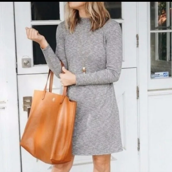 Madewell City Block Mock Neck Long Sleeve Marled Knit Dress Grey F6711 - Picture 4 of 11